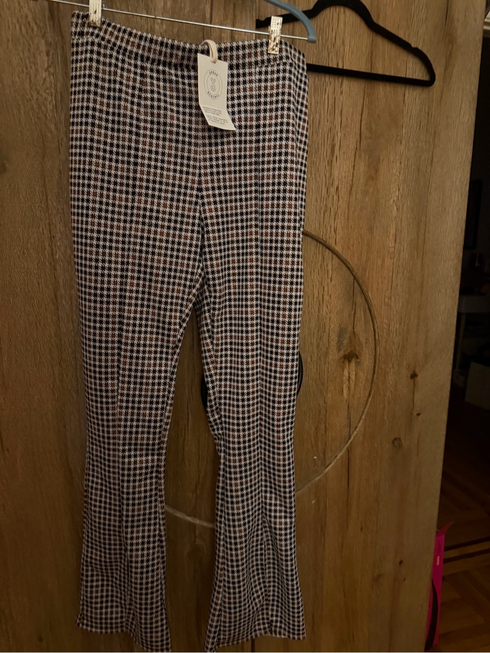 Urban Renewal Black & White Check Flared Leggings